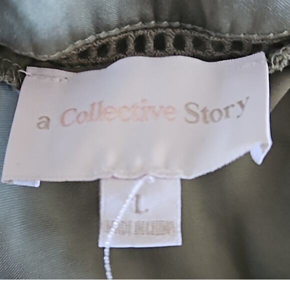 A Collective Story Annie Olive Green Smocked Mini Dress - Size Large NWOT - Picture 3 of 9